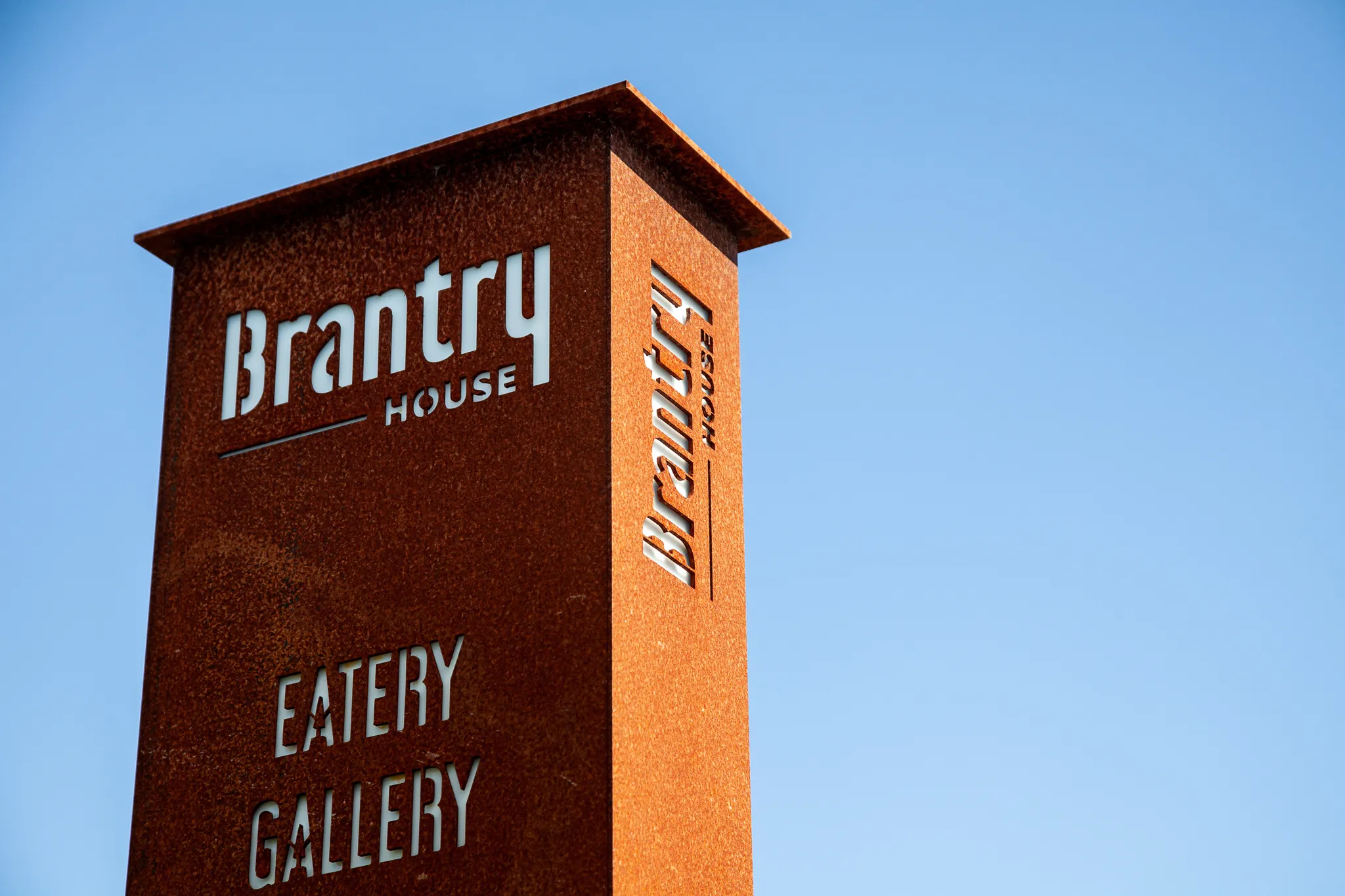 Corten steel sign produced with precision laser cutting