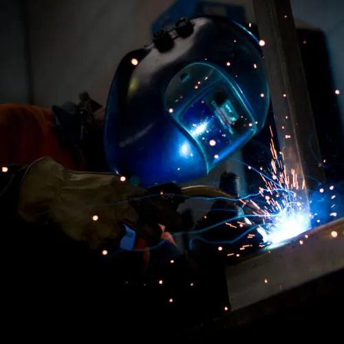 Fabrication work underway in a metal workshop